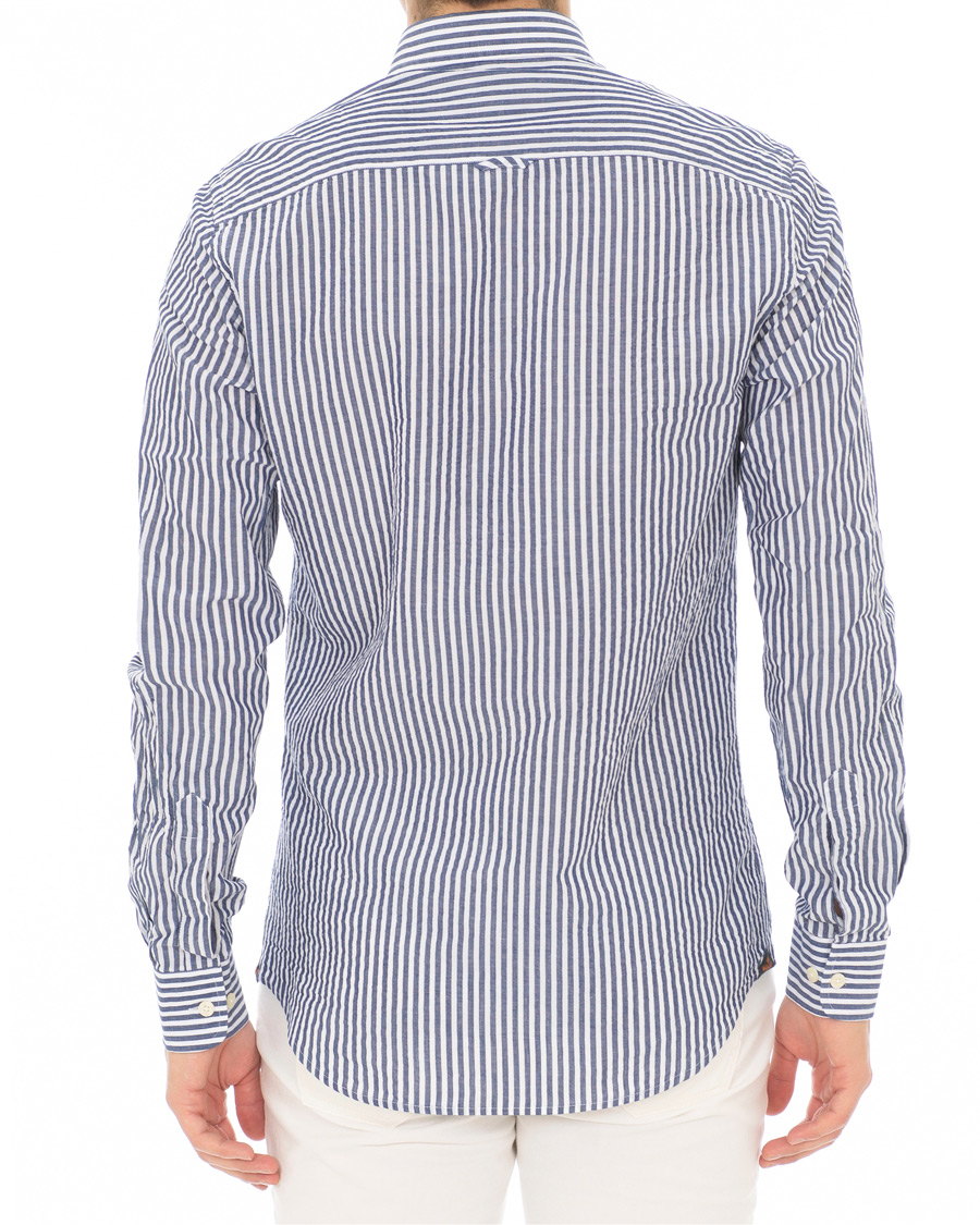 Herr | Skjortor | Morris | Nolan Stripe Button Down Shirt White/Navy