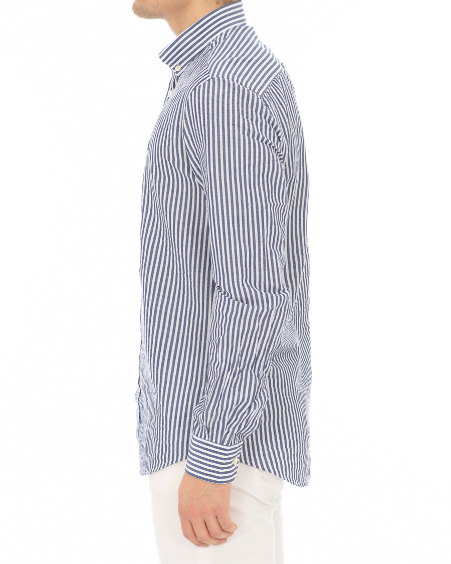 Herr | Skjortor | Morris | Nolan Stripe Button Down Shirt White/Navy