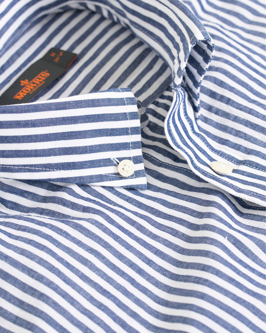 Herr | Skjortor | Morris | Nolan Stripe Button Down Shirt White/Navy
