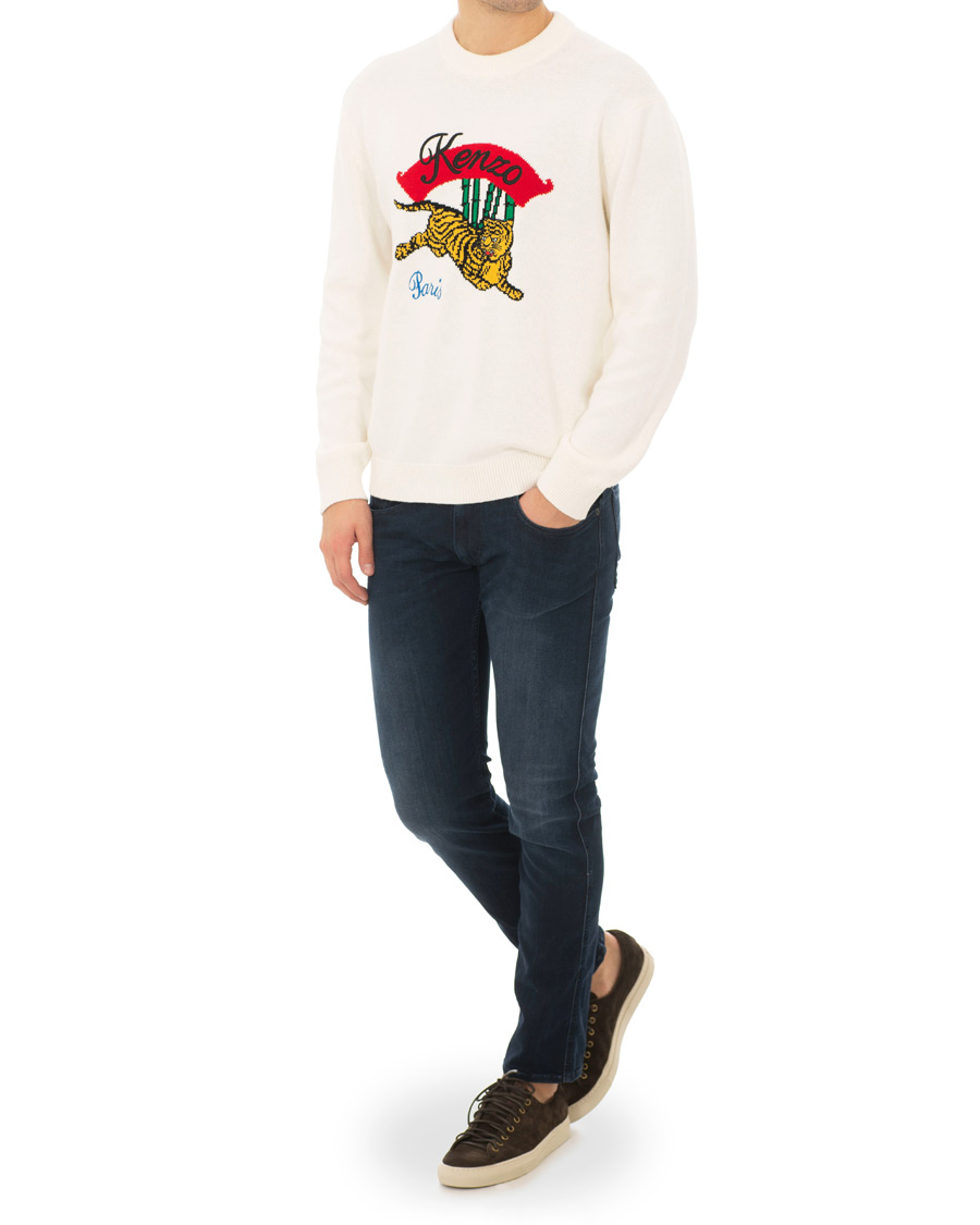 Herr | Tröjor | KENZO | Jumping Bamboo Tiger Knitted Crew Neck White