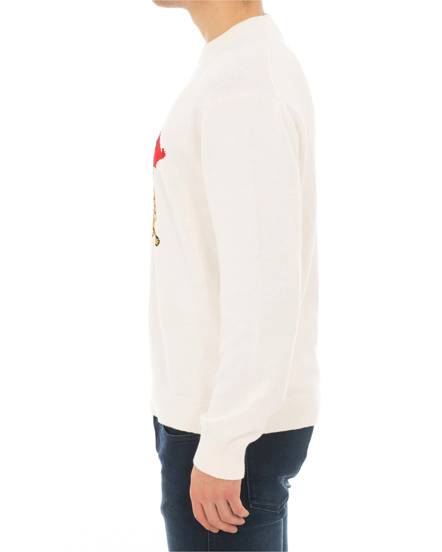 Herr | Tröjor | KENZO | Jumping Bamboo Tiger Knitted Crew Neck White