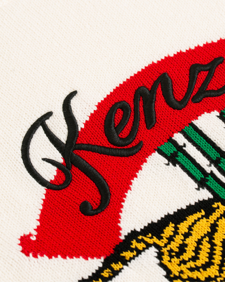 Herr | Tröjor | KENZO | Jumping Bamboo Tiger Knitted Crew Neck White