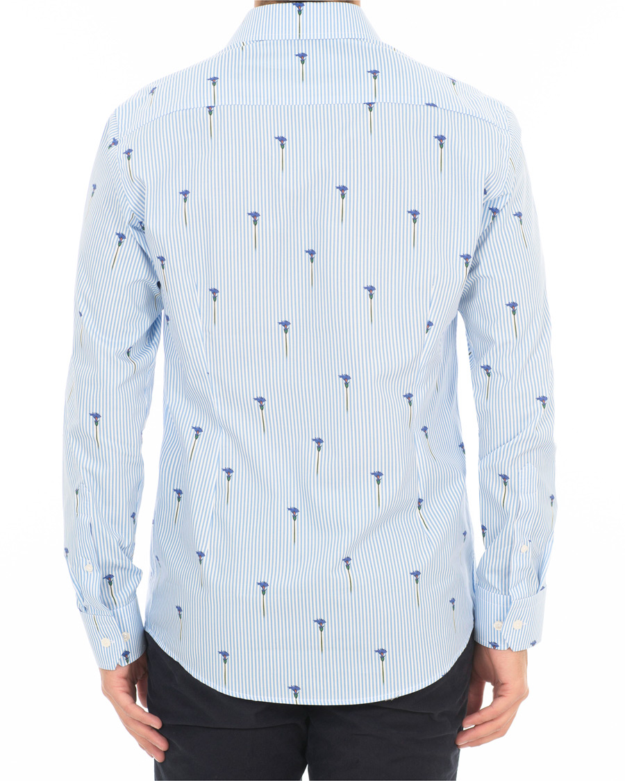 Herr | Skjortor | Eton | Slim Fit Poplin Flower Printed Striped Shirt White