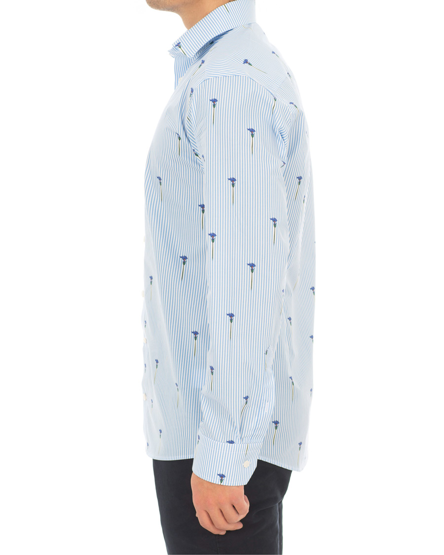Herr | Skjortor | Eton | Slim Fit Poplin Flower Printed Striped Shirt White