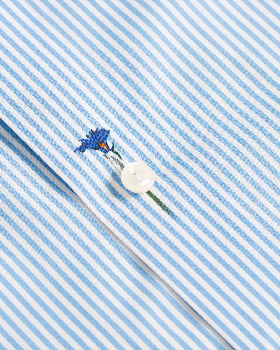 Herr | Skjortor | Eton | Slim Fit Poplin Flower Printed Striped Shirt White
