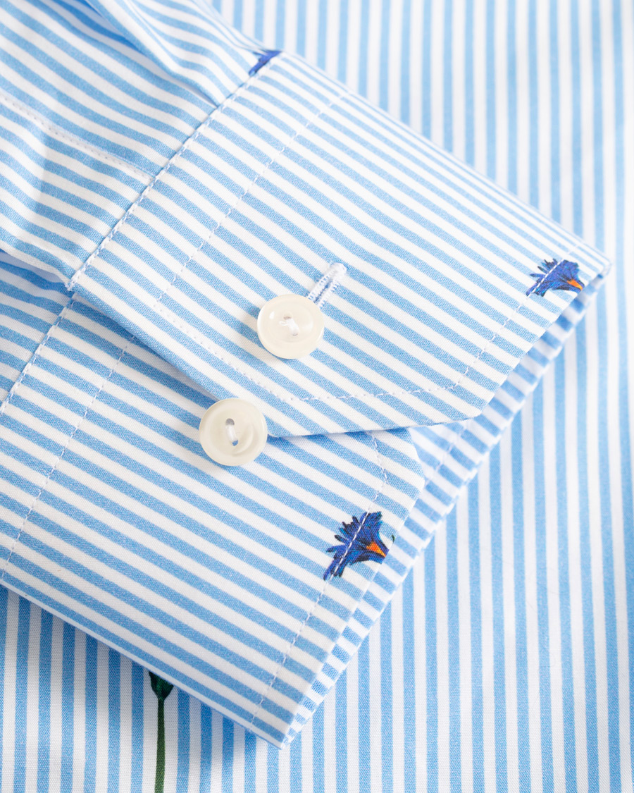 Herr | Skjortor | Eton | Slim Fit Poplin Flower Printed Striped Shirt White