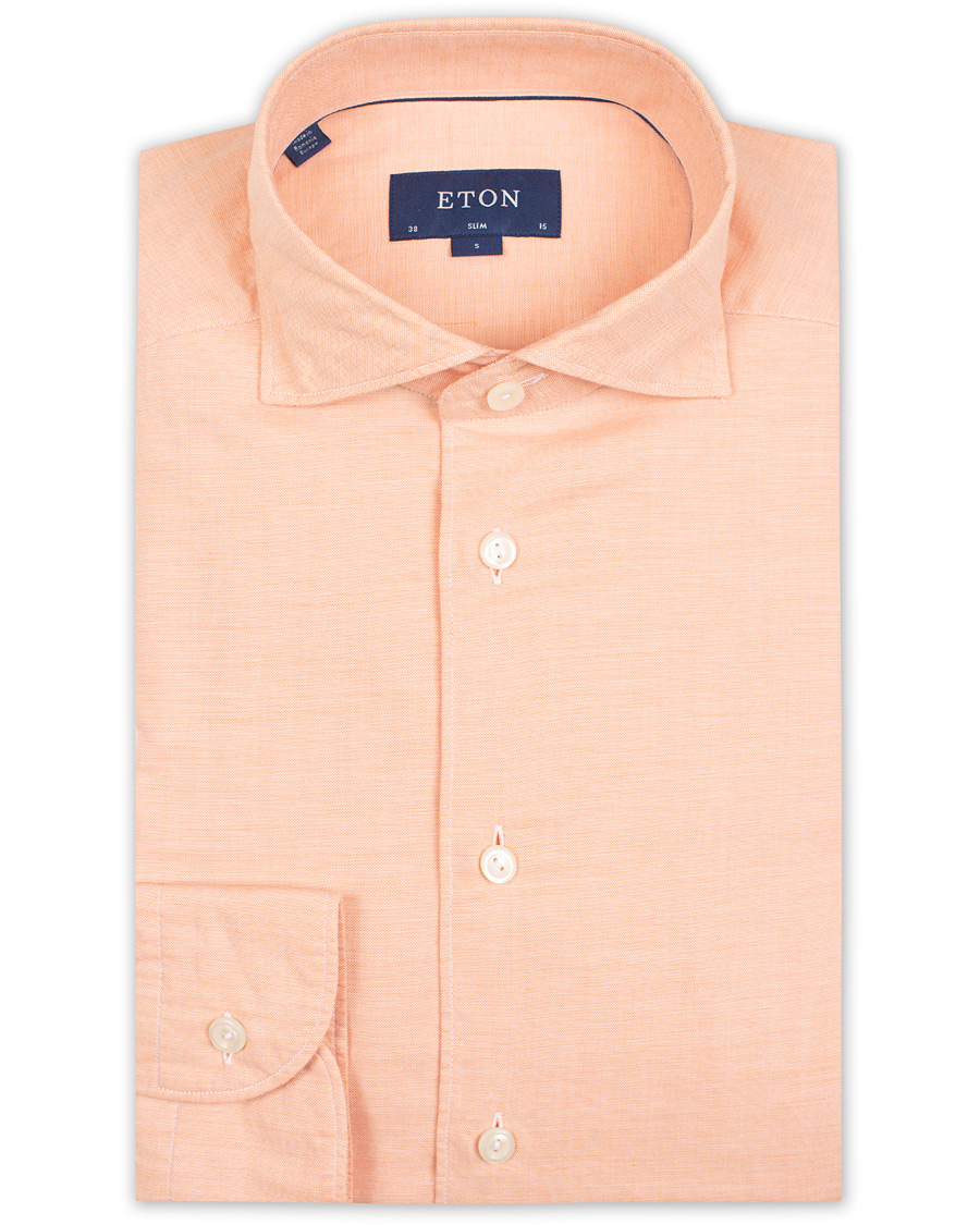 Herr | Skjortor | Eton | Slim Fit Twill Cotton Silk Shirt Orange