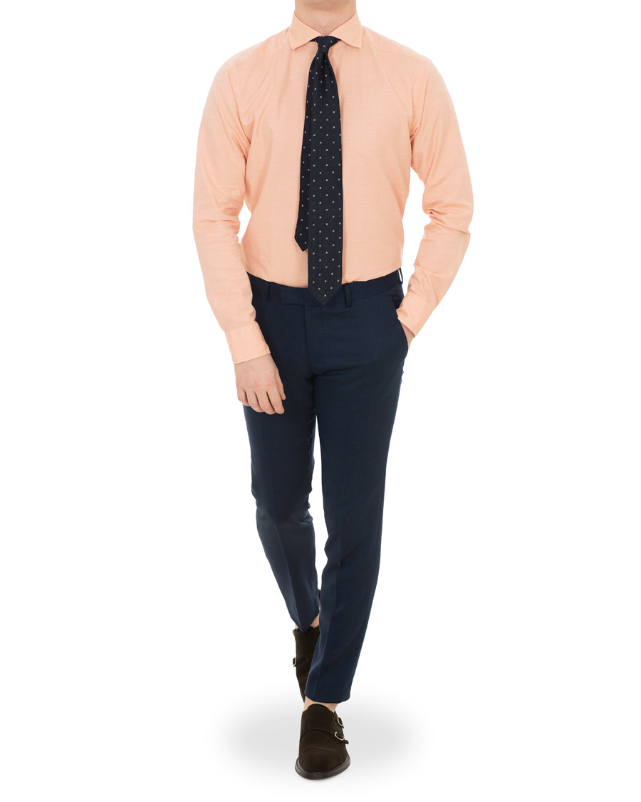 Herr | Skjortor | Eton | Slim Fit Twill Cotton Silk Shirt Orange