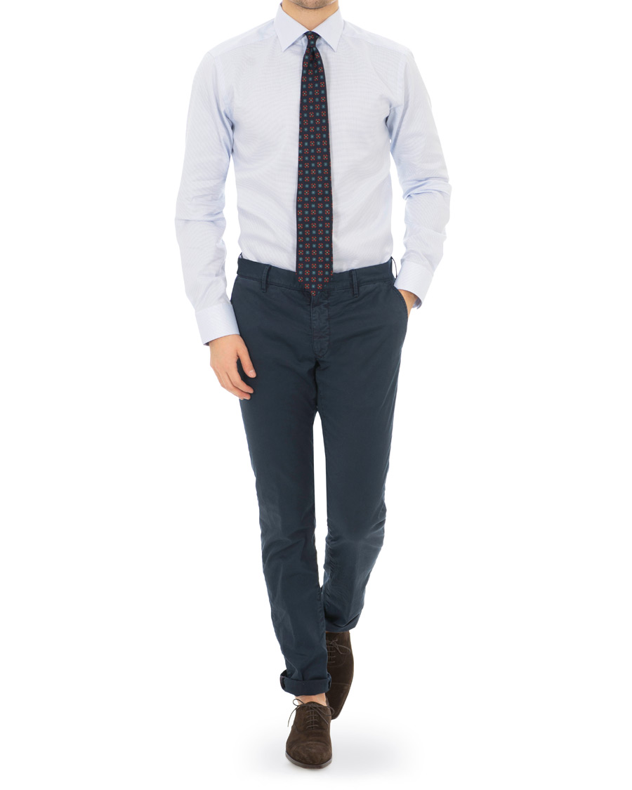 Herr | Skjortor | Eton | Slim Fit Micro Pattern Cutaway Shirt Light Blue