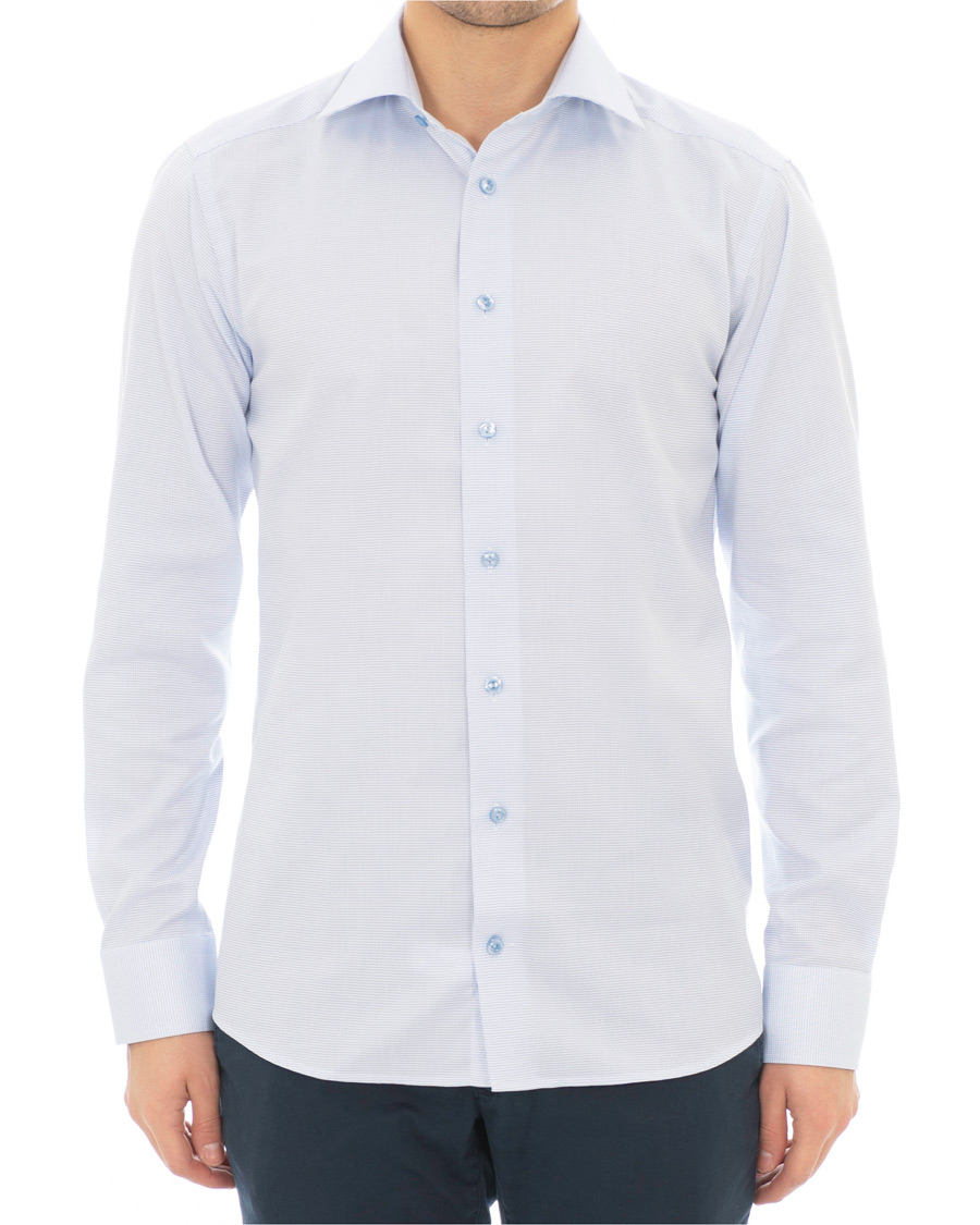 Herr | Skjortor | Eton | Slim Fit Micro Pattern Cutaway Shirt Light Blue