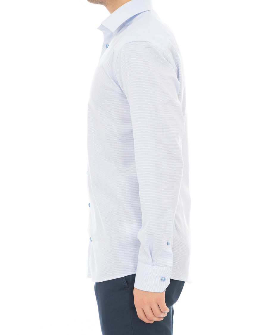Herr | Skjortor | Eton | Slim Fit Micro Pattern Cutaway Shirt Light Blue