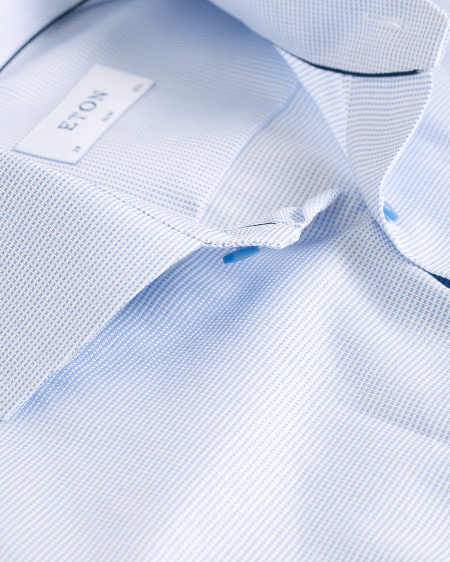 Herr | Skjortor | Eton | Slim Fit Micro Pattern Cutaway Shirt Light Blue