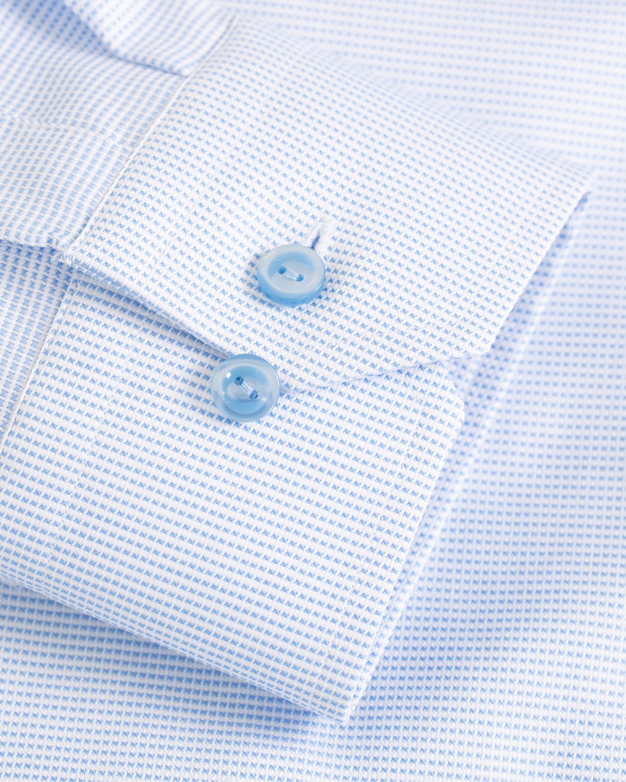 Herr | Skjortor | Eton | Slim Fit Micro Pattern Cutaway Shirt Light Blue