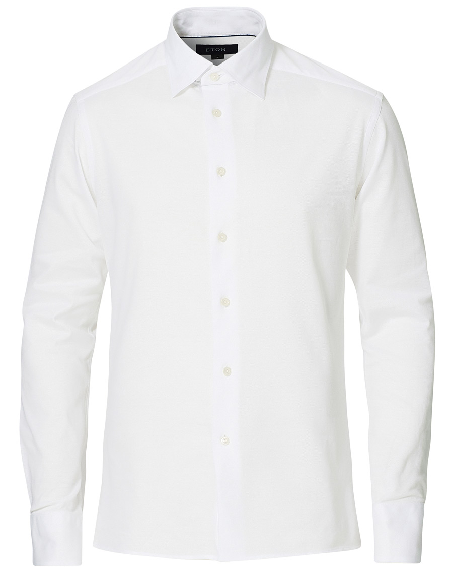 Herr | Skjortor | Eton | Slim Fit Jersey Button Under Shirt White