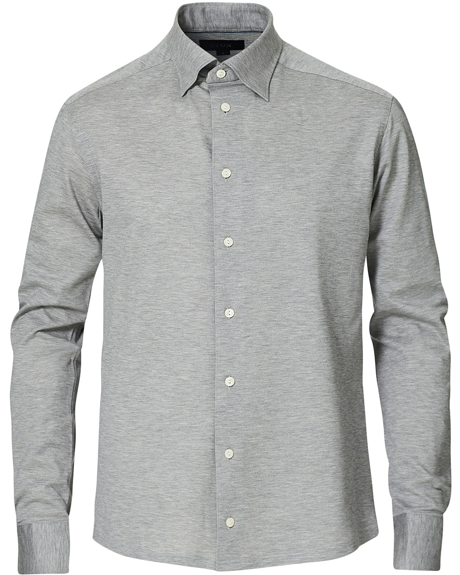 Herr | Skjortor | Eton | Slim Fit Jersey Button Under Shirt Grey