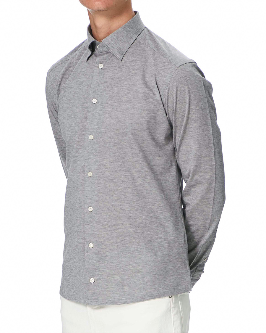 Herr | Skjortor | Eton | Slim Fit Jersey Button Under Shirt Grey
