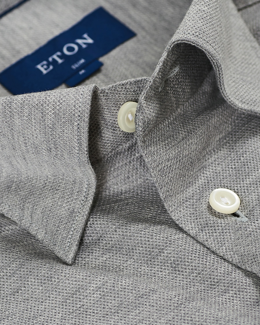 Herr | Skjortor | Eton | Slim Fit Jersey Button Under Shirt Grey
