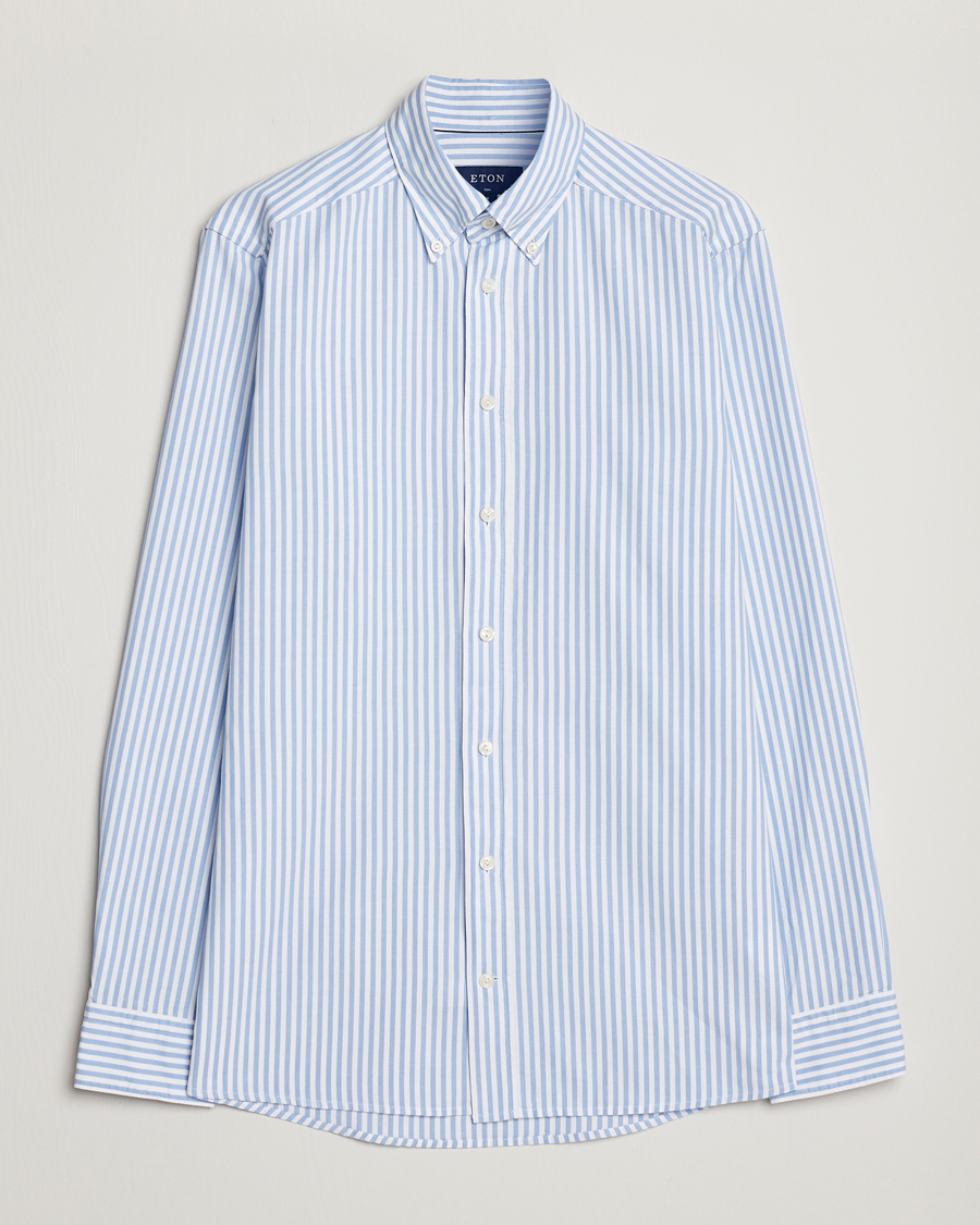 Herr | Skjortor | Eton | Slim Fit Royal Oxford Stripe Button Down Light Blue
