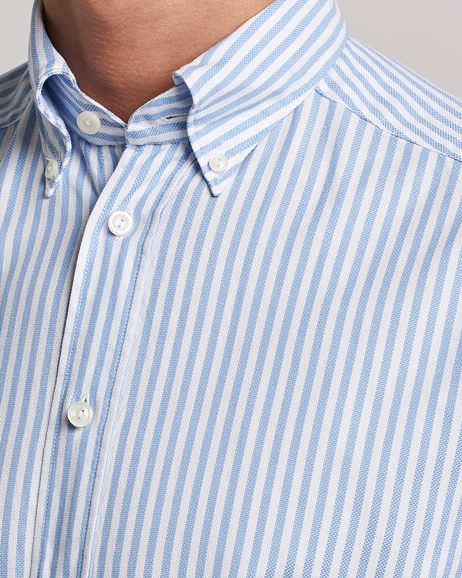 Herr | Skjortor | Eton | Slim Fit Royal Oxford Stripe Button Down Light Blue