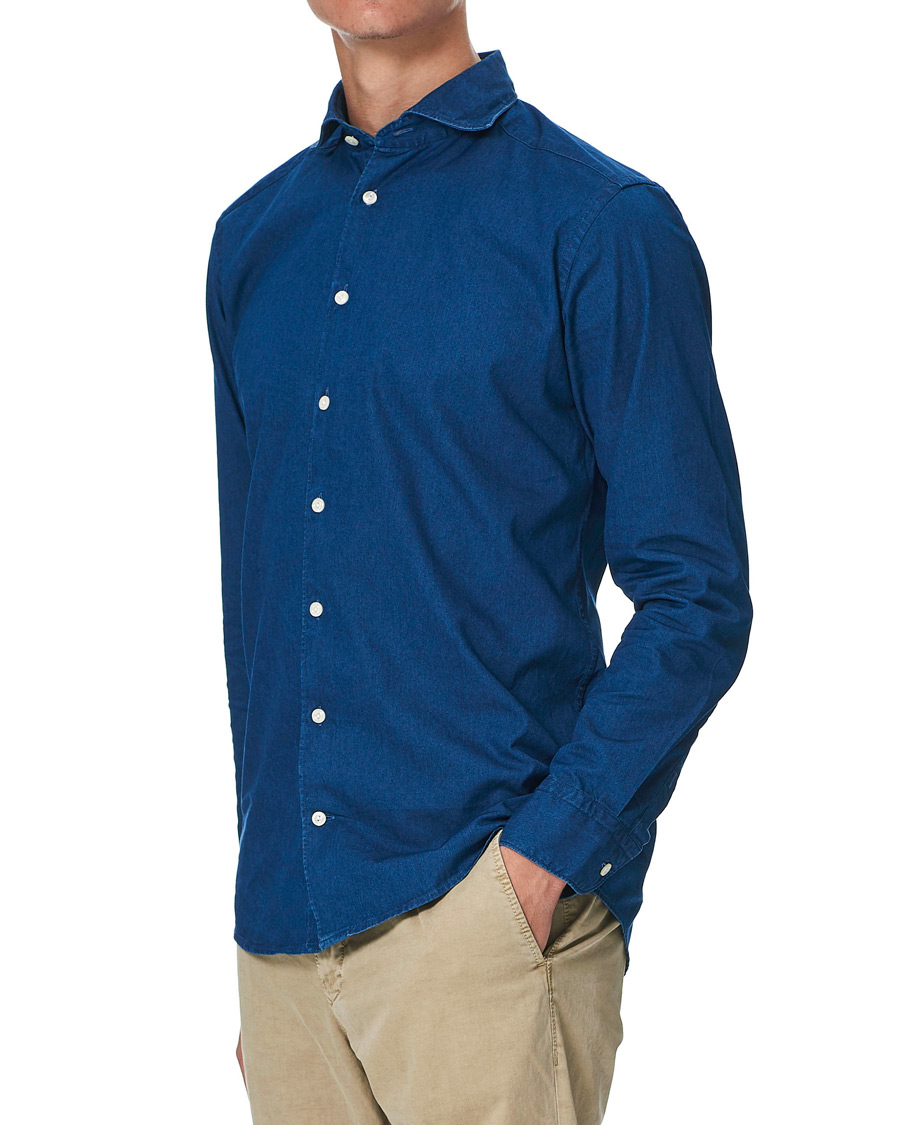 Herr | Skjortor | Eton | Slim Fit Twill Extreme Cutaway Shirt Dark Blue