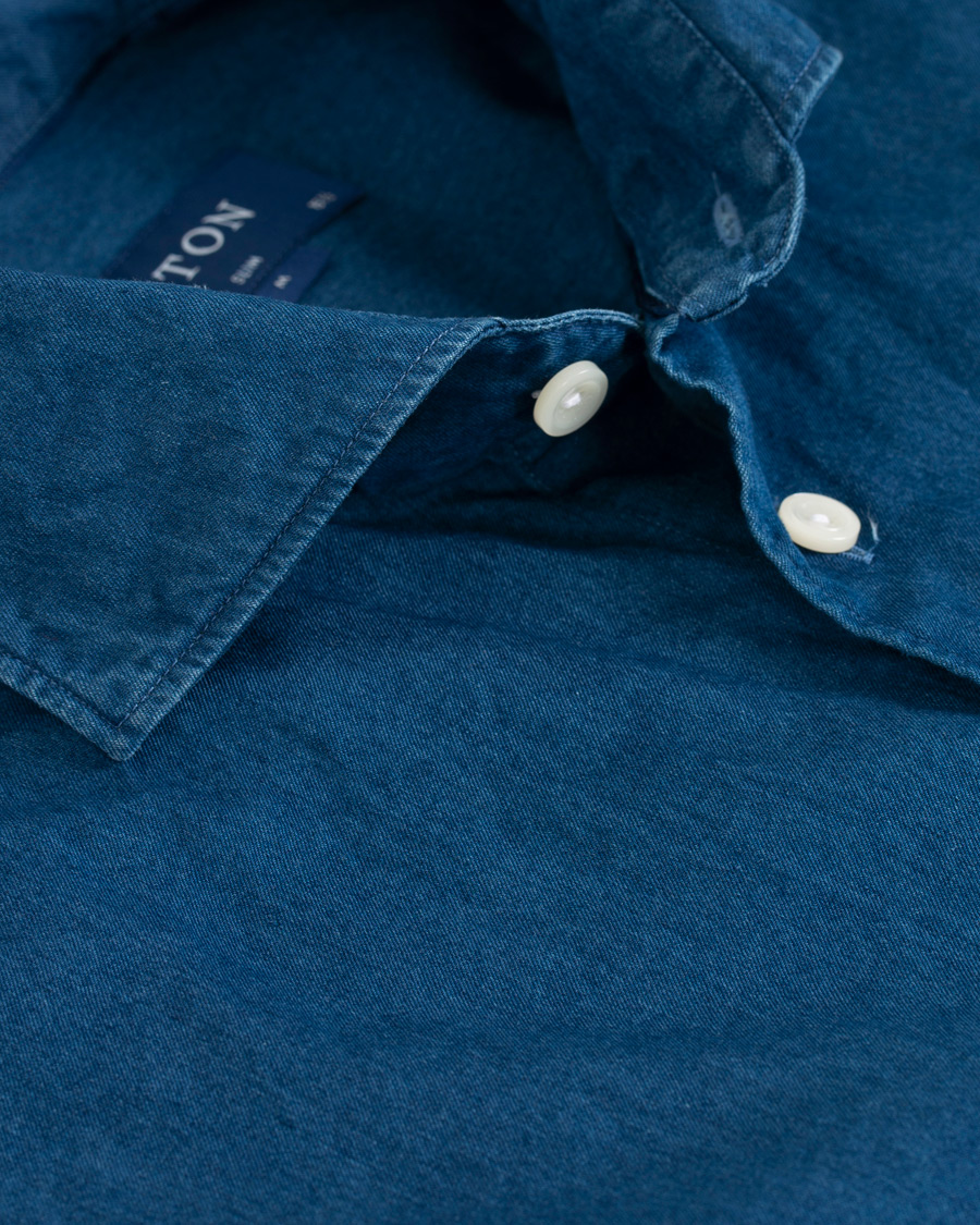 Herr | Skjortor | Eton | Slim Fit Twill Extreme Cutaway Shirt Dark Blue