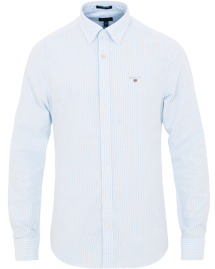 Herr | Skjortor | GANT | Slim Fit Oxford Banker Stripe Shirt Capri Blue