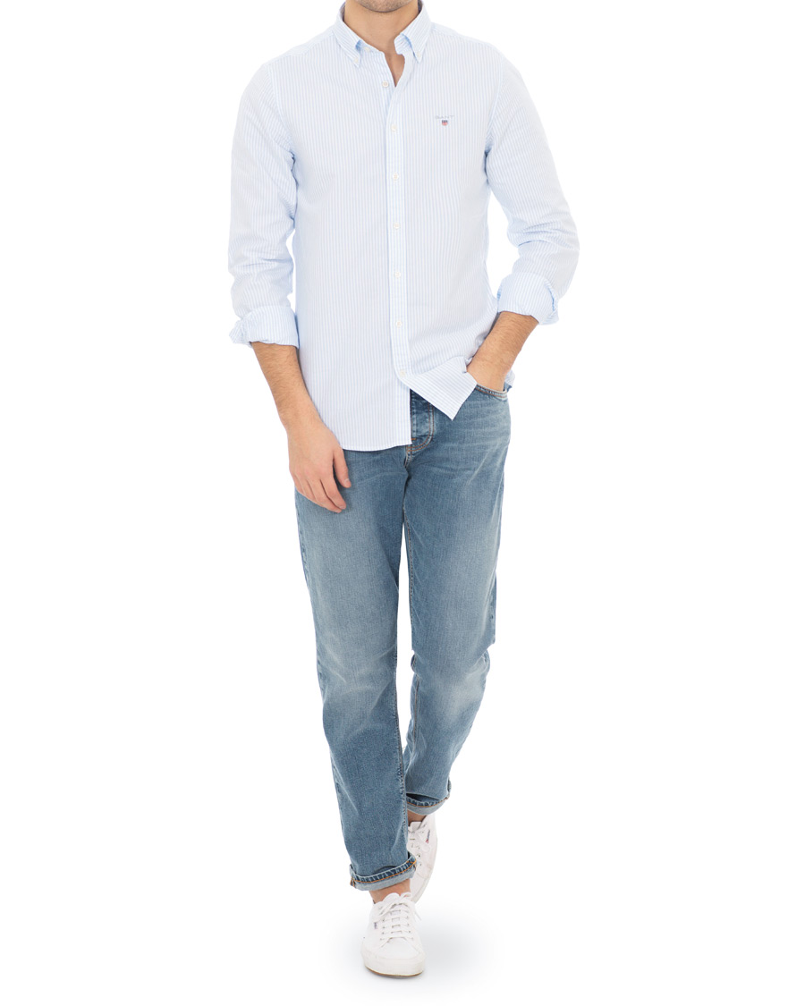 Herr | Skjortor | GANT | Slim Fit Oxford Banker Stripe Shirt Capri Blue