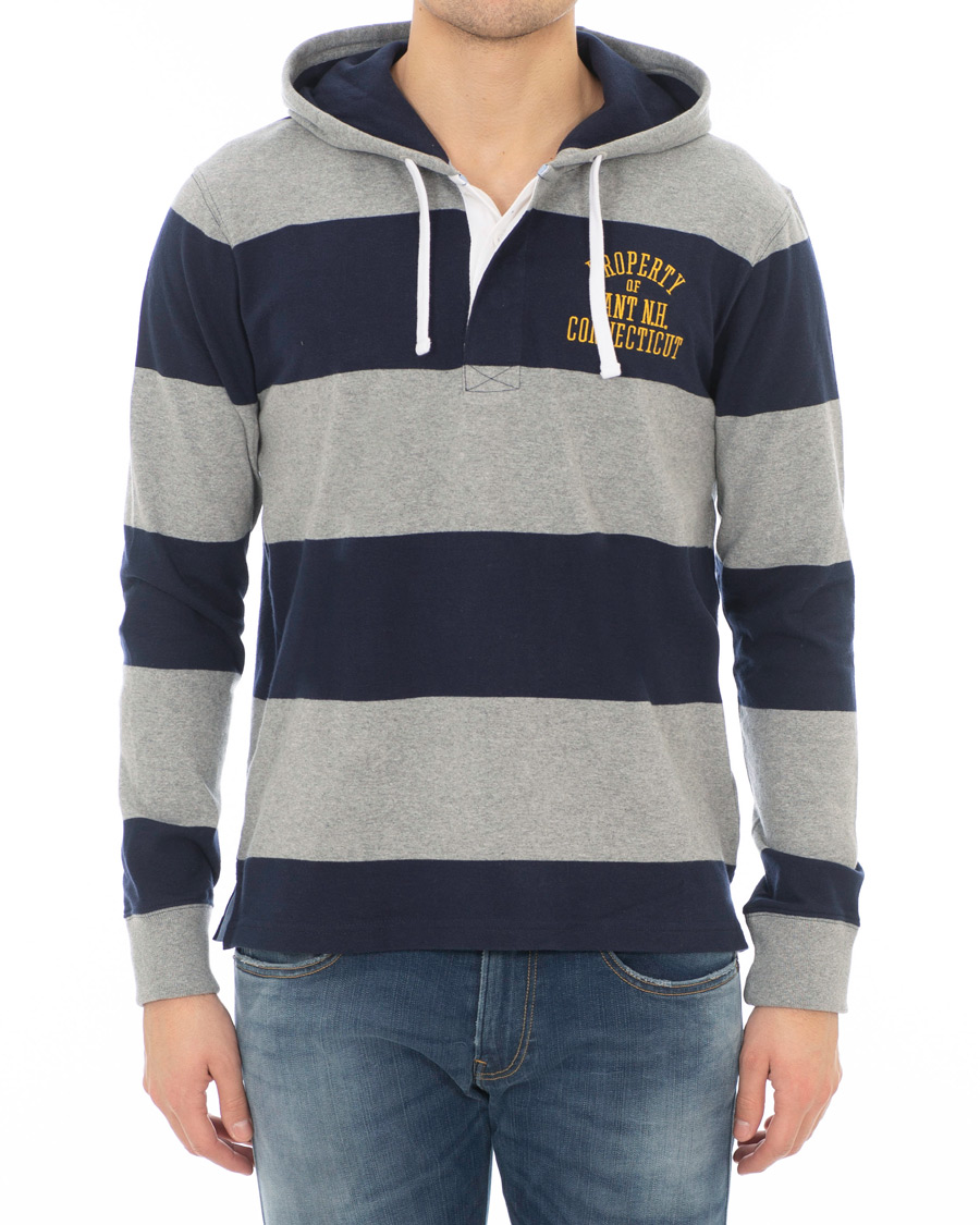 GANT Barstripe Rugger Hoodie Grey Melange hos CareOfCarl