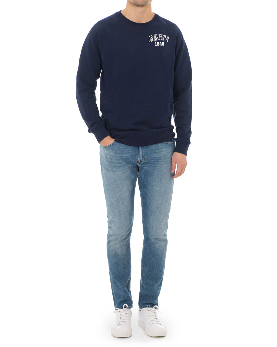 Herr | Tröjor | GANT | Summer Logo Crew Neck Sweatshirt Evening Blue