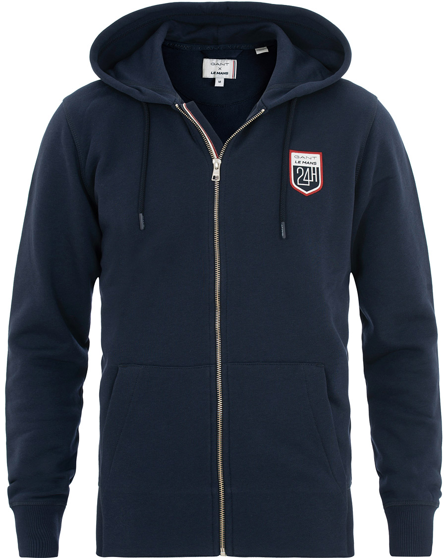 Herr | Tröjor | GANT | Le Mans Full Zip Hoodie Evening Blue
