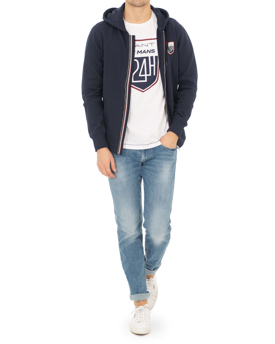 Herr | Tröjor | GANT | Le Mans Full Zip Hoodie Evening Blue