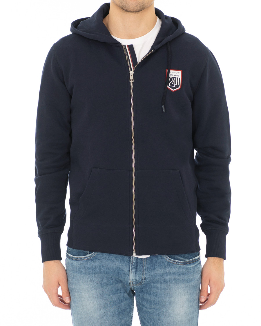 Herr | Tröjor | GANT | Le Mans Full Zip Hoodie Evening Blue