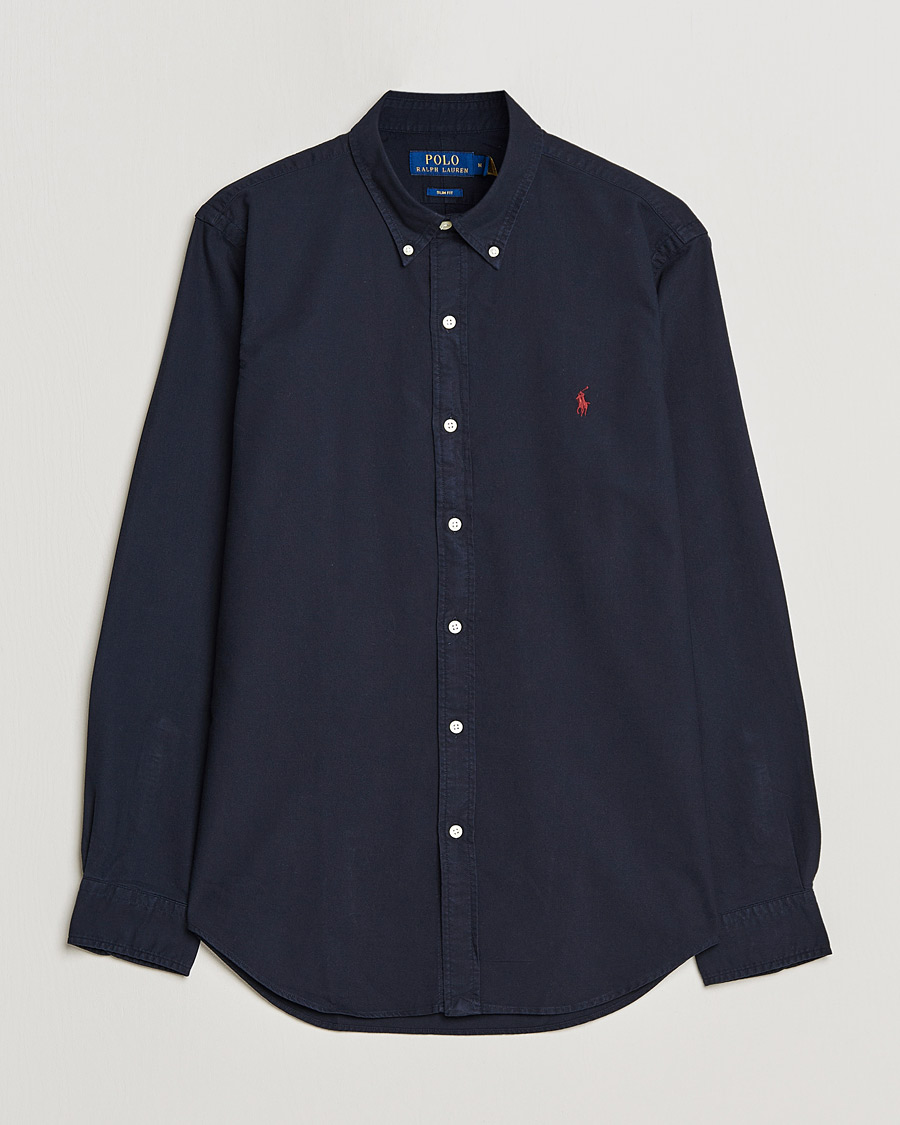 Herr | Oxfordskjortor | Polo Ralph Lauren | Slim Fit Garment Dyed Oxford Shirt Navy
