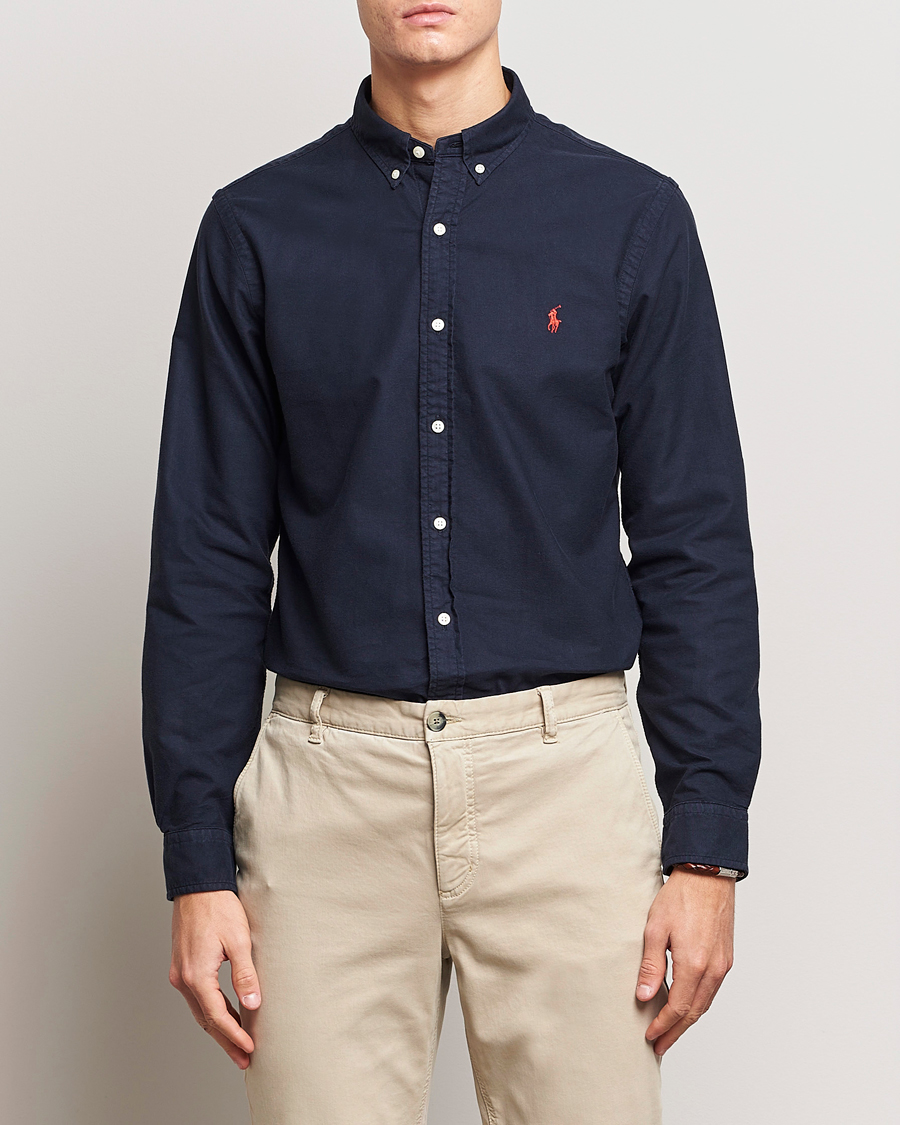 Herr | The Classics of Tomorrow | Polo Ralph Lauren | Slim Fit Garment Dyed Oxford Shirt Navy