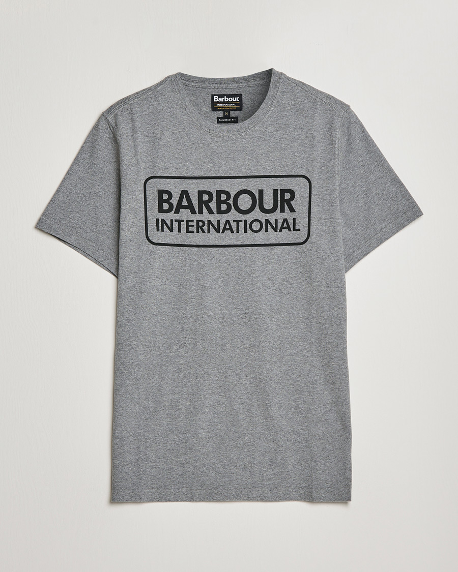 Herr |  | Barbour International | Large Logo Crew Neck Tee Antracite Grey