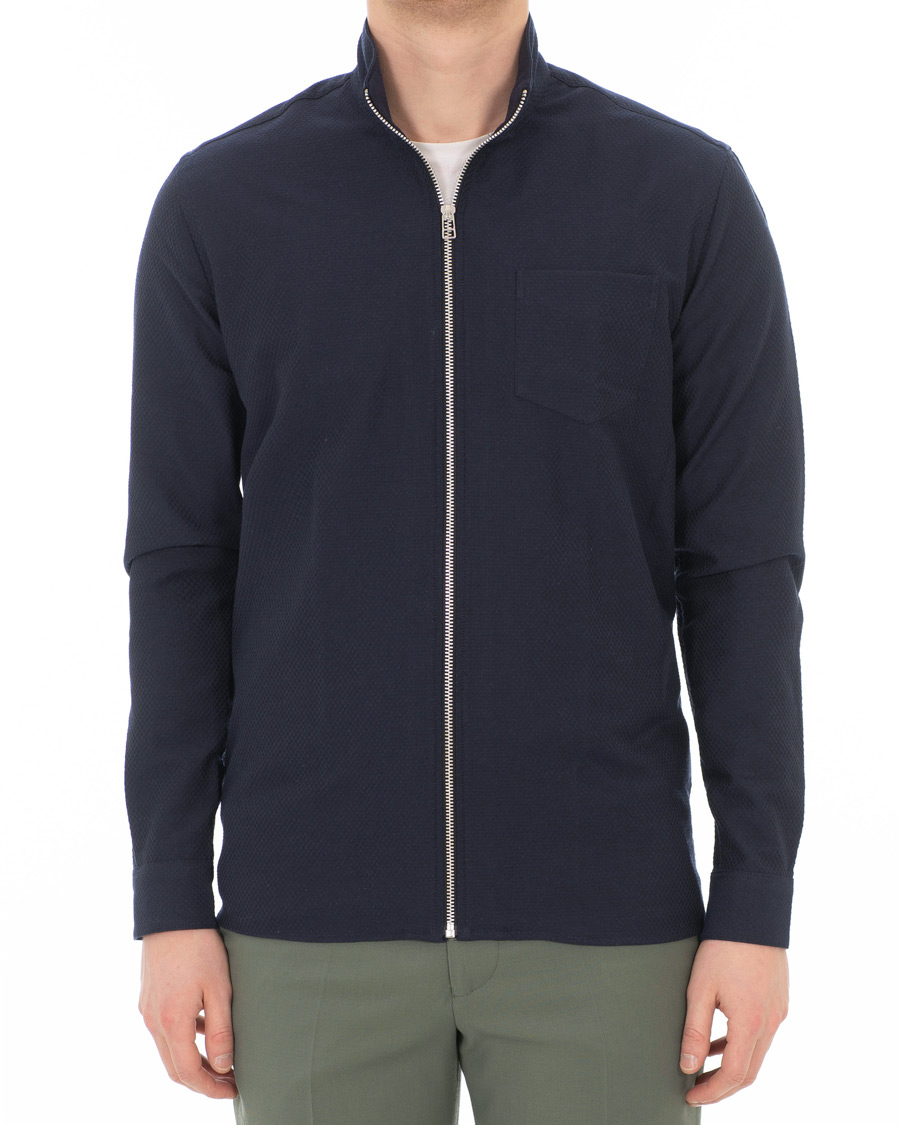 Herr | Skjortor | Samsøe Samsøe | Samsøe & Samsøe Liam Structured Full Zip Shirt Dark Sapphire
