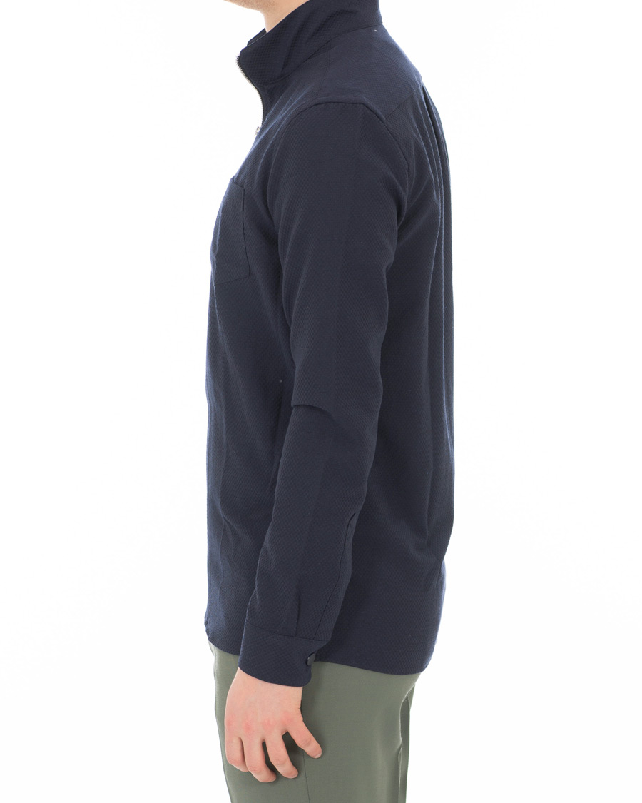 Herr | Skjortor | Samsøe Samsøe | Samsøe & Samsøe Liam Structured Full Zip Shirt Dark Sapphire