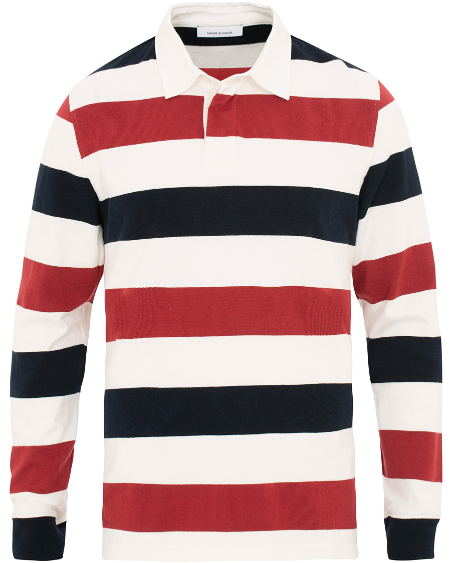 Herr | Tröjor | Samsøe Samsøe | Samsøe & Samsøe Albee Long Sleeed Striped Rugby Blue/Red/Cream