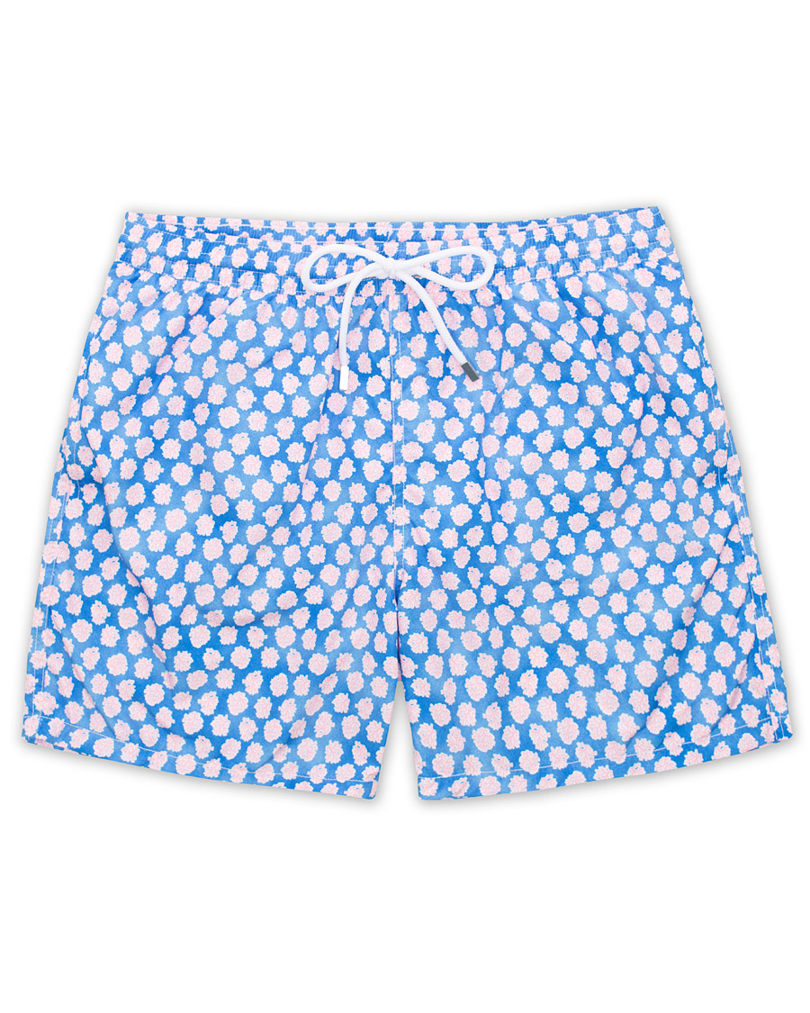 Herr | Badbyxor | Barba Napoli | Coral Print Swim Shorts Medium Blue