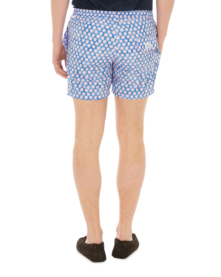 Herr | Badbyxor | Barba Napoli | Coral Print Swim Shorts Medium Blue