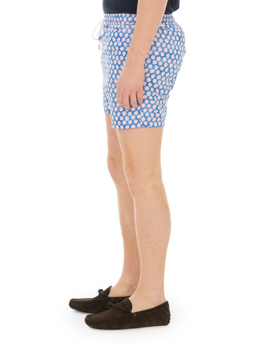 Herr | Badbyxor | Barba Napoli | Coral Print Swim Shorts Medium Blue