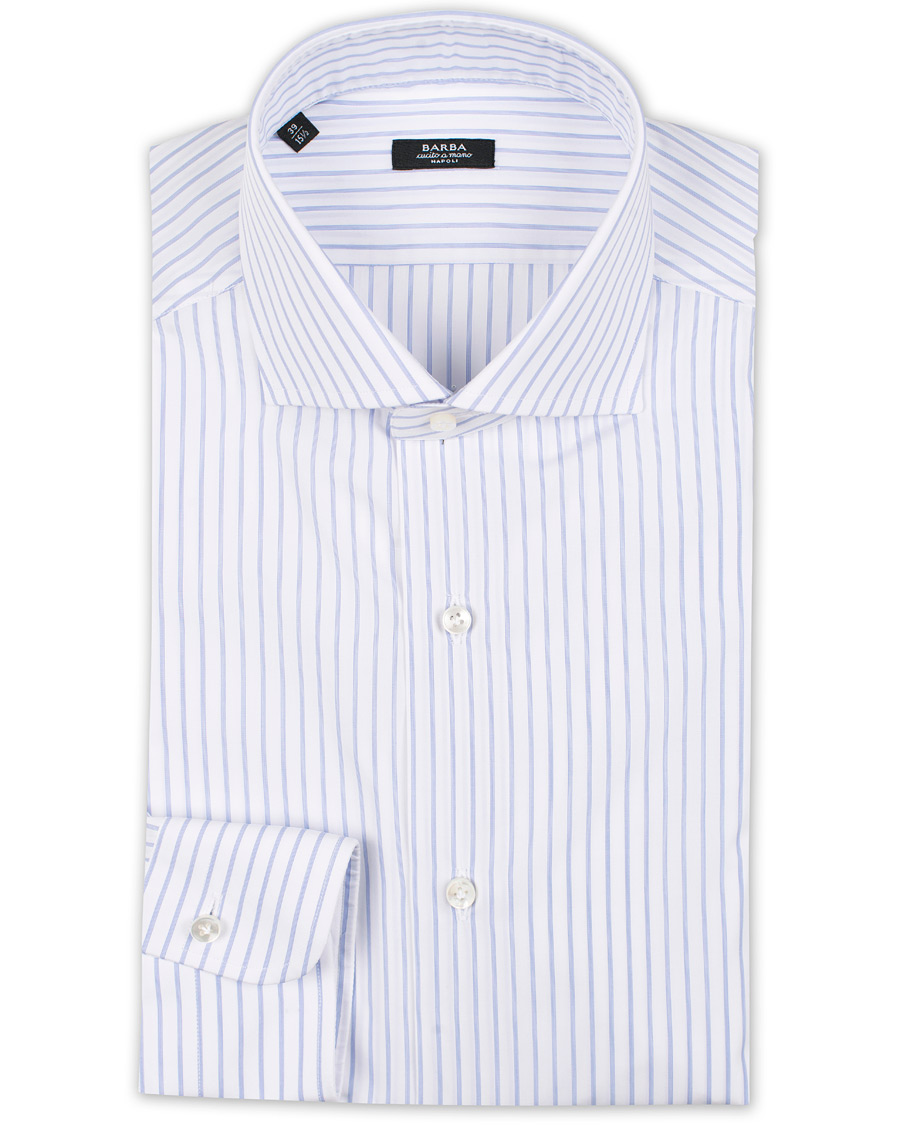 Herr | Skjortor | Barba Napoli | Napoli Slim Fit Classic Stripe Shirt White/Blue