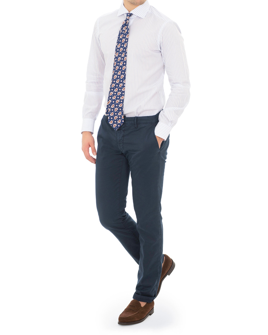 Herr | Skjortor | Barba Napoli | Napoli Slim Fit Classic Stripe Shirt White/Blue