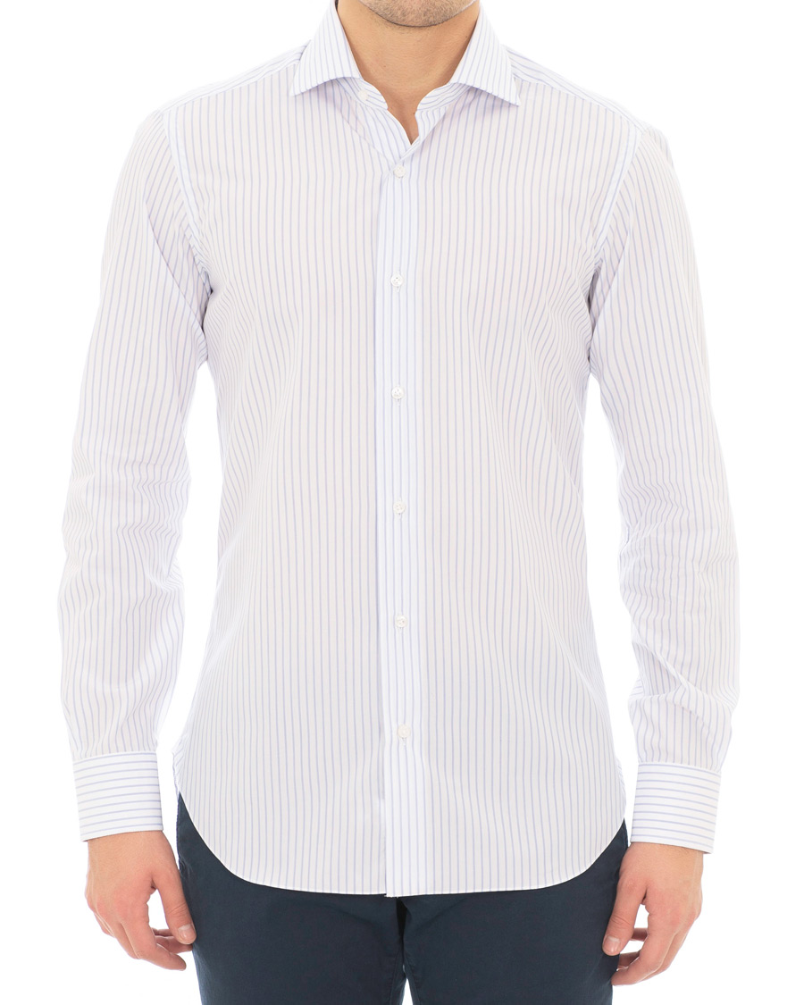 Herr | Skjortor | Barba Napoli | Napoli Slim Fit Classic Stripe Shirt White/Blue