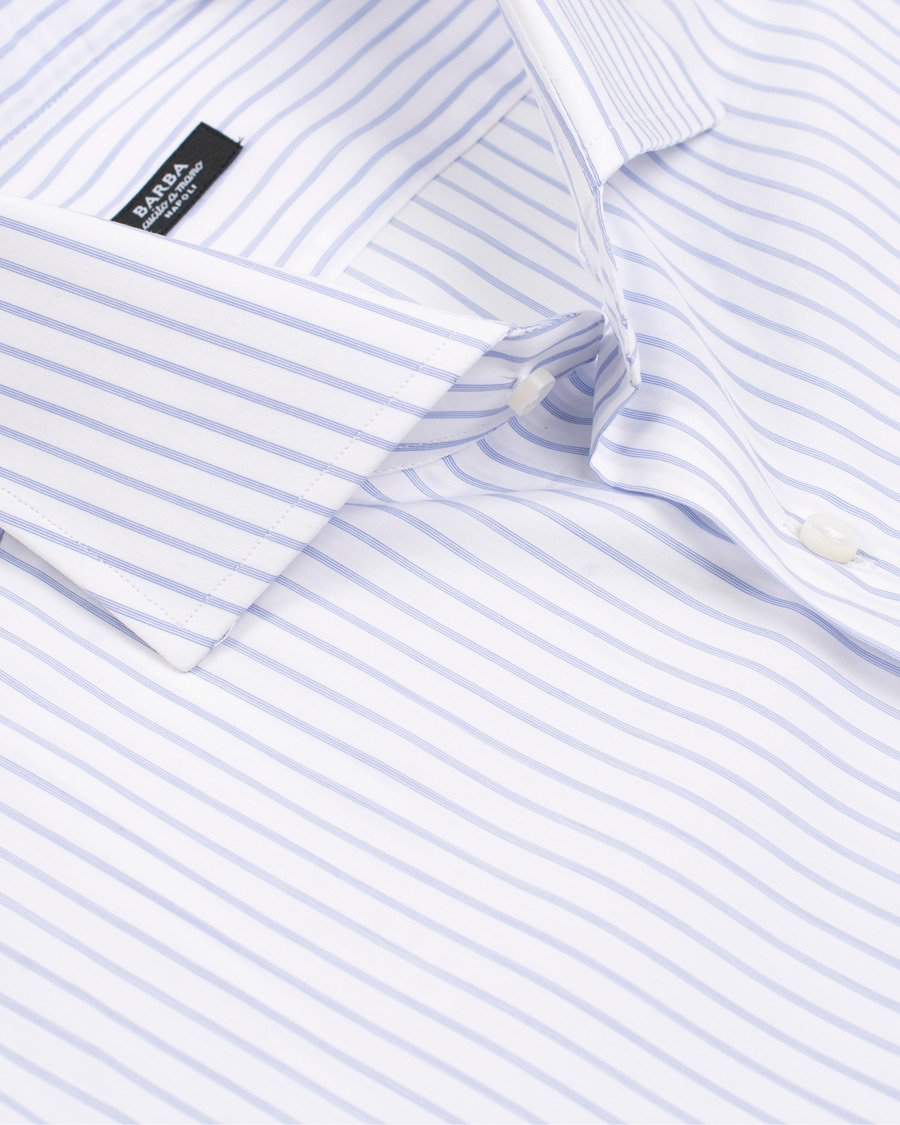 Herr | Skjortor | Barba Napoli | Napoli Slim Fit Classic Stripe Shirt White/Blue
