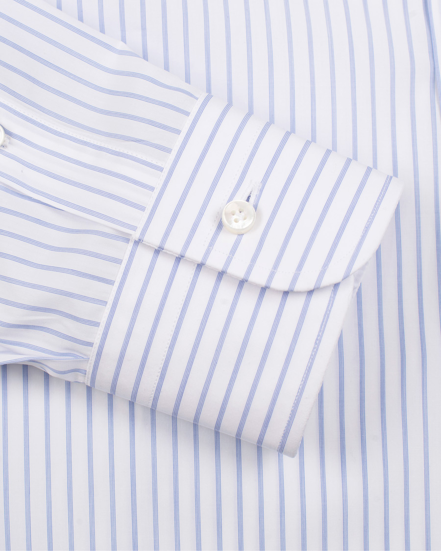 Herr | Skjortor | Barba Napoli | Napoli Slim Fit Classic Stripe Shirt White/Blue