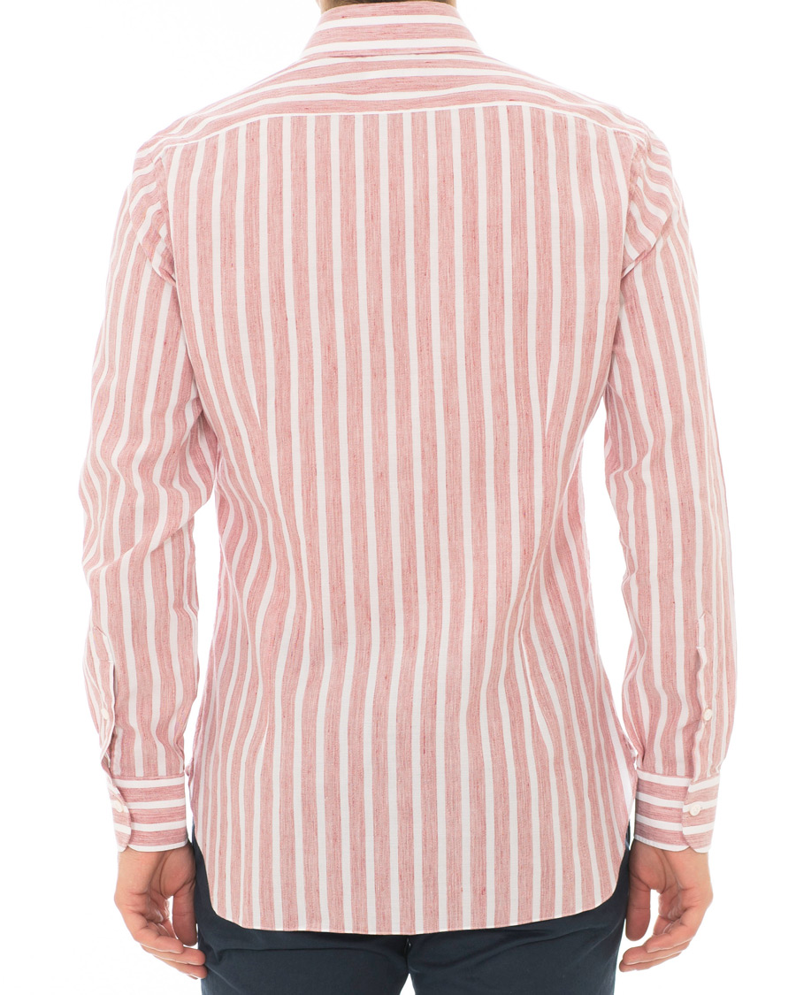 Herr | Skjortor | Barba Napoli | Culto Slim Fit Linen Wide Striped Shirt Red
