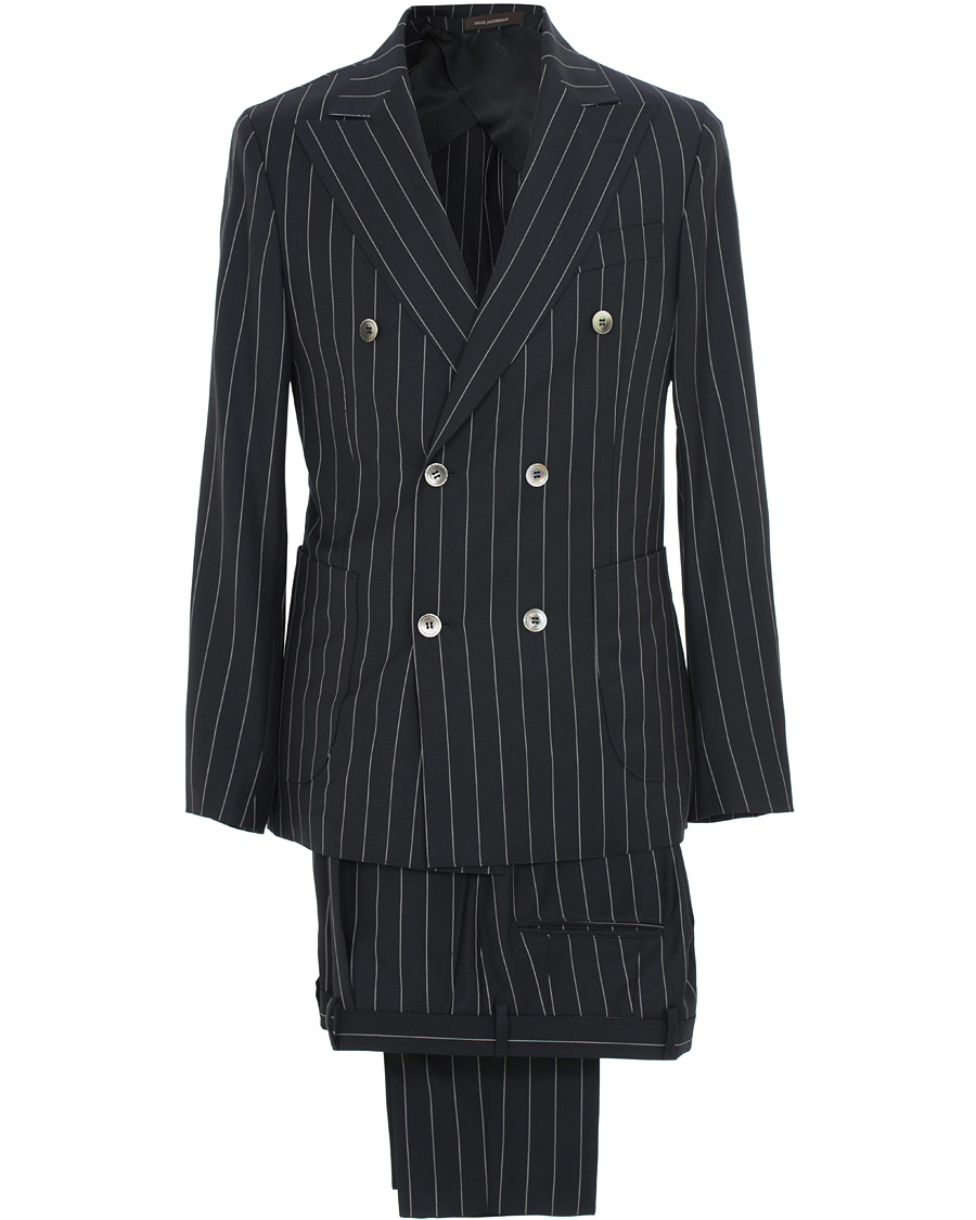 Herr | Kostymer | Oscar Jacobson | Erik Double Breasted Stripe Blazer Navy