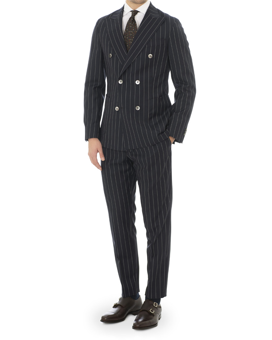 Herr | Kostymer | Oscar Jacobson | Erik Double Breasted Stripe Blazer Navy