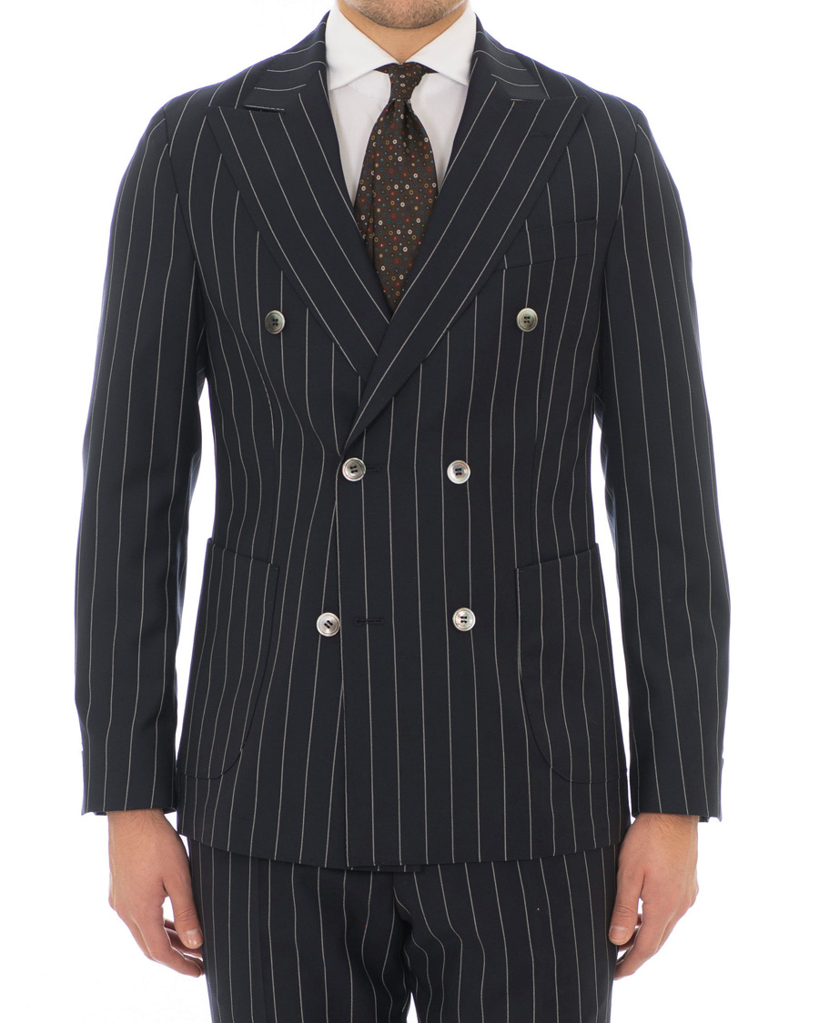 Herr | Kostymer | Oscar Jacobson | Erik Double Breasted Stripe Blazer Navy